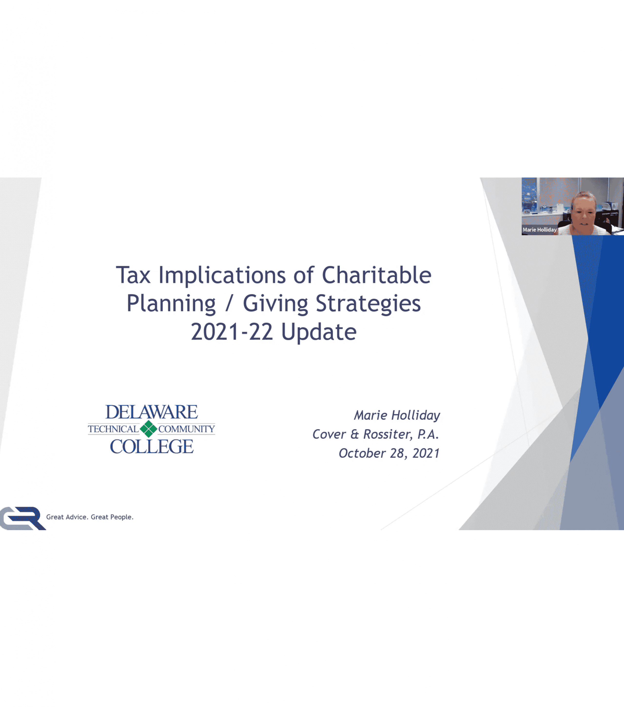 Tax Implications of Charitable Planning/Giving Strategies